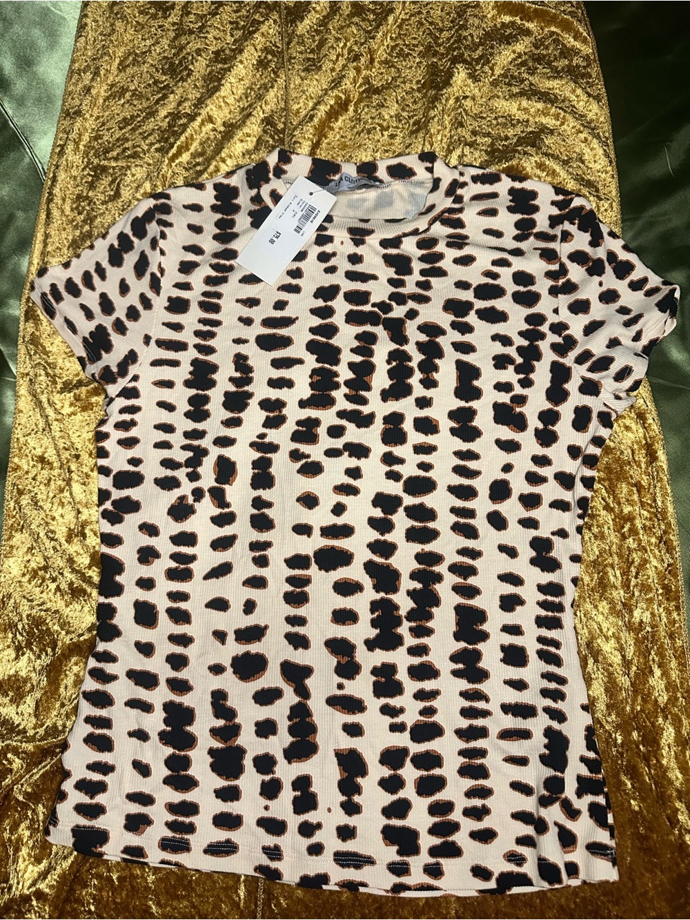 LNA Leopard Print Short Sleeve Top - Blush/Black